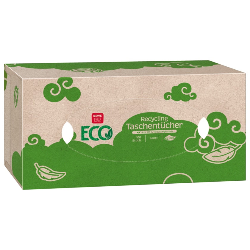REWE Beste Wahl Eco Recycling Taschentücher Box 100 Stück